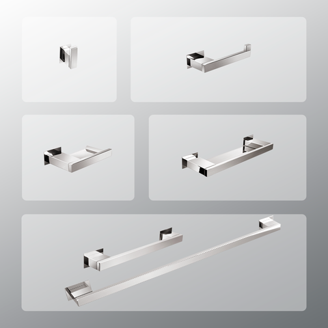 Kit Acessórios para Banheiros 6 Peças Inox - Kromus KITRT6