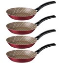 Ver imagem 1 de Conjunto 4 Frigideiras Antiaderente 20cm Alumínio 800ml Restaurante Vermelho