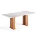 Ver imagem 1 de Mesa de Jantar 8 Lugares Retangular Tampo de Vidro/MDF Dubai Cobre/Off White - Casa Giulia