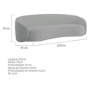 Ver imagem 7 de Kit Sofá 3 Lugares 200cm e 2 Poltronas Orgânico Luxo Recepção Sala de Estar e Tv Amore Bouclé Cinza-