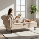 Ver imagem 1 de Recamier Decorativo Divã Amsterdã 147cm Lado Direito Veludo Bege