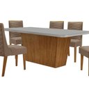 Ver imagem 2 de Mesa para Sala de Jantar Aida com 6 Cadeiras Safira Moderna Vel. Capuccino Off White Imbuia