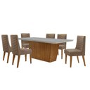Ver imagem 1 de Mesa para Sala de Jantar Aida com 6 Cadeiras Safira Moderna Vel. Capuccino Off White Imbuia