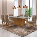 Ver imagem 4 de Mesa para Sala de Jantar Aida com 6 Cadeiras Safira Moderna Vel. Capuccino Off White Imbuia