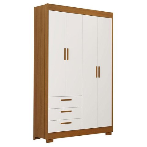 Guarda Roupa Infantil Zaki 4 Portas Branco Acetinado Savana - Reller