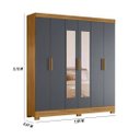 Ver imagem 2 de Guarda Roupa Casal 6 Portas 2 Gavetas com Espelho Freijo / Cinza / Ripado Valença - Moval