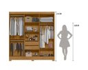 Ver imagem 3 de Guarda Roupa Casal 6 Portas 2 Gavetas com Espelho Freijo / Cinza / Ripado Valença - Moval