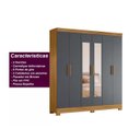 Ver imagem 4 de Guarda Roupa Casal 6 Portas 2 Gavetas com Espelho Freijo / Cinza / Ripado Valença - Moval