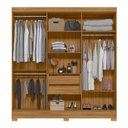 Ver imagem 5 de Guarda Roupa Casal 6 Portas 2 Gavetas com Espelho Freijo / Cinza / Ripado Valença - Moval