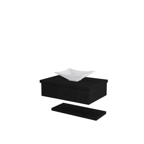 Conjunto Bancada C-cuba L30 e Prateleira Metrópole 605 Nogal Preto Ônix