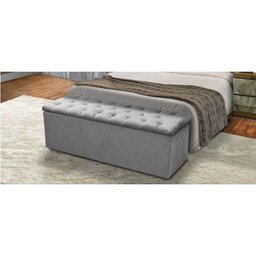Baú Recamier Casal Suede Cinza 47x138x51 - 2