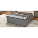 Ver imagem 2 de Baú Recamier Casal Suede Cinza 47x138x51