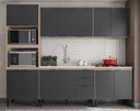 Ver imagem 2 de Cozinha Modulada Completa 14 Portas 02 Gavetas Firenze Avena Grafito Demóbile