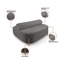 Ver imagem 3 de Sofá Sala Ilha Orgânico e 1 Poltrona 125cm Éden Pé Aço Dourado Bouclê Grafite E03 - D’Rossi