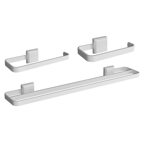 Kit Acessórios para Banheiros 3 Peças Lavabo Toalheiro Banho Duplo Branco