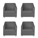 Ver imagem 1 de Kit 4 Poltronas Decorativa Sala de Estar 68cm Tilla Suede: Cinza
