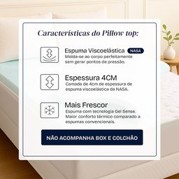 Pillow Top Solteiro Viscoelástico Espuma da Nasa 88x188x4cm Bf Colchões - 2
