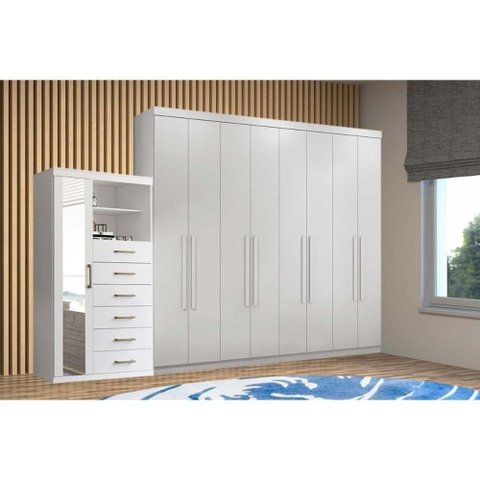 Guarda Roupa 2 Peças (1guardaroupa+1cômoda) Qc142 Branco - Santos Andirá