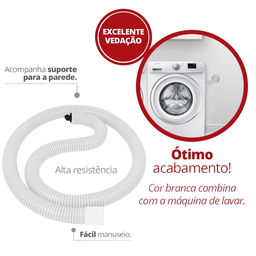 Mangueira Saída de Máquina Corrugada Bitola 1'' Tam 1,4 Metros Cor Branco Durín - 2