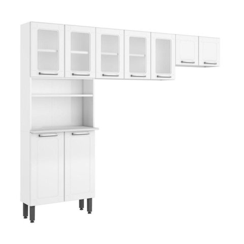 Cozinha Compacta em Aço 9 Portas Multipla Branco 245cm Bertolini