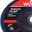 Ver imagem 5 de Disco Flap para Inox Reto G120 Acabamento Fino Aco Inox Fibra de Vidro Zirconia 177,8x22,23mm Worker