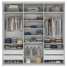 Closet Casal Guarda Roupa sem Porta 208cm 4 Gavetas Mdf Tunísia R02 Branco - Lyam Decor - 3 Closet Casal Guarda Roupa sem Porta 208cm 4 Gavetas Mdf Tunísia R02 Branco - Lyam Decor - 3