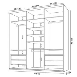 Closet Casal Guarda Roupa sem Porta 208cm 4 Gavetas Mdf Tunísia R02 Branco - Lyam Decor - 4 Closet Casal Guarda Roupa sem Porta 208cm 4 Gavetas Mdf Tunísia R02 Branco - Lyam Decor - 4