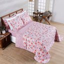 Ver imagem 4 de Kit Cobre Leito Colcha Belle Casal Padrão Estampado Dupla Face 400 Fios 3 Peças Floral Rosê