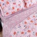 Ver imagem 6 de Kit Cobre Leito Colcha Belle Casal Padrão Estampado Dupla Face 400 Fios 3 Peças Floral Rosê