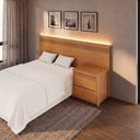 Ver imagem 1 de Painel Cabeceira Frisado Casal com LED e Mesa de Cabeceira 109x180cm