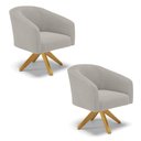 Ver imagem 1 de Poltrona Decorativa Giratória Ma30 Kit 2 Stella Bouclê Cinza D03 - D’Rossi