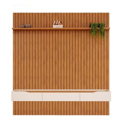 Rack Com Painel Ripado Para TV Até 75 Polegadas 223cm x 240cm Freijó Off White Pratic DJ Móveis - 2