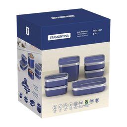 Jogo de Potes Tramontina Mixcolor em Polipropileno Azul com Tampa Transparente 6 Peças Tramontina - 2