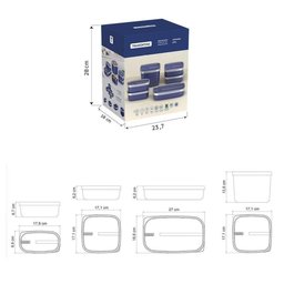 Jogo de Potes Tramontina Mixcolor em Polipropileno Azul com Tampa Transparente 6 Peças Tramontina - 3
