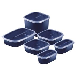 Jogo de Potes Tramontina Mixcolor em Polipropileno Azul com Tampa Transparente 6 Peças Tramontina - 1