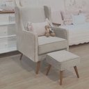 Ver imagem 1 de Poltrona Amamentação Aquila com Puff Pé Palito Linho Bege