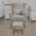 Ver imagem 2 de Poltrona Amamentação Aquila com Puff Pé Palito Linho Bege