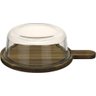 Queijeira Redonda Home&co com Tampa de Vidro Madeira 8x21x28cm Natural - 1