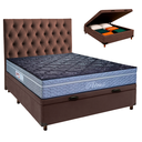 Ver imagem 1 de Kit Cama Box Bau + Cabeceira + Colchão Casal Molas Ensacadas - Petrus - Paropas