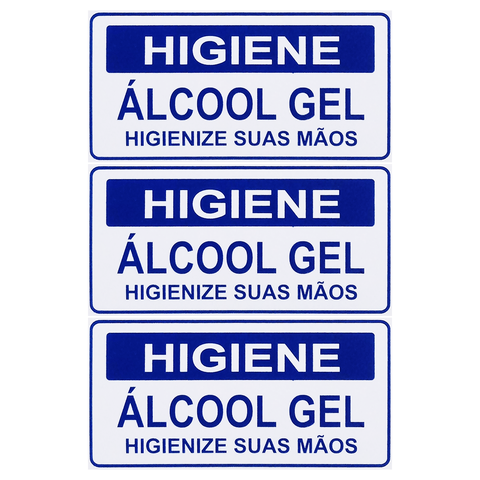 Combo 6 Placas De Sinalização Higiene Álcool Gel Higienize Suas Mãos 20x10 Acesso - P-37/1 F9e