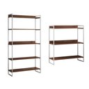 Ver imagem 1 de Kit Industrial Estante Guaecá 180x95 + Aparador Córdoba 100x95 3 Prateleiras Sala - Branco/imbuia
