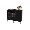 Ver imagem 6 de Kit Bancada Ilha para Cozinha + Balcão para Cooktop 1,05m 5 Bocas Turim Preto Preto