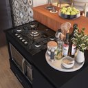 Ver imagem 7 de Kit Bancada Ilha para Cozinha + Balcão para Cooktop 1,05m 5 Bocas Turim Preto Preto