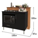 Ver imagem 2 de Kit Bancada Ilha para Cozinha + Balcão para Cooktop 1,05m 5 Bocas Turim Preto Preto