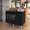 Ver imagem 1 de Kit Bancada Ilha para Cozinha + Balcão para Cooktop 1,05m 5 Bocas Turim Preto Preto
