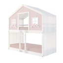 Ver imagem 2 de Beliche Montessoriano Casinha Dos Sonhos com Cortina Madeira Maciça Rosa/branco Housin