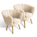 Ver imagem 2 de Kit 2 Poltrona Sala Decorativa Pétala Veludo Gelo Pés Palito Castanho - Arkell