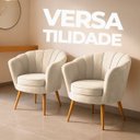 Ver mais imagens de Kit 2 Poltrona Sala Decorativa Pétala Veludo Gelo Pés Palito Castanho - Arkell