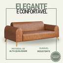Ver imagem 2 de Sofa Living Átila para Escritório Sala Barbearia Espera Corino Caramelo Pes de Madeira Maciça