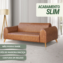 Ver imagem 3 de Sofa Living Átila para Escritório Sala Barbearia Espera Corino Caramelo Pes de Madeira Maciça